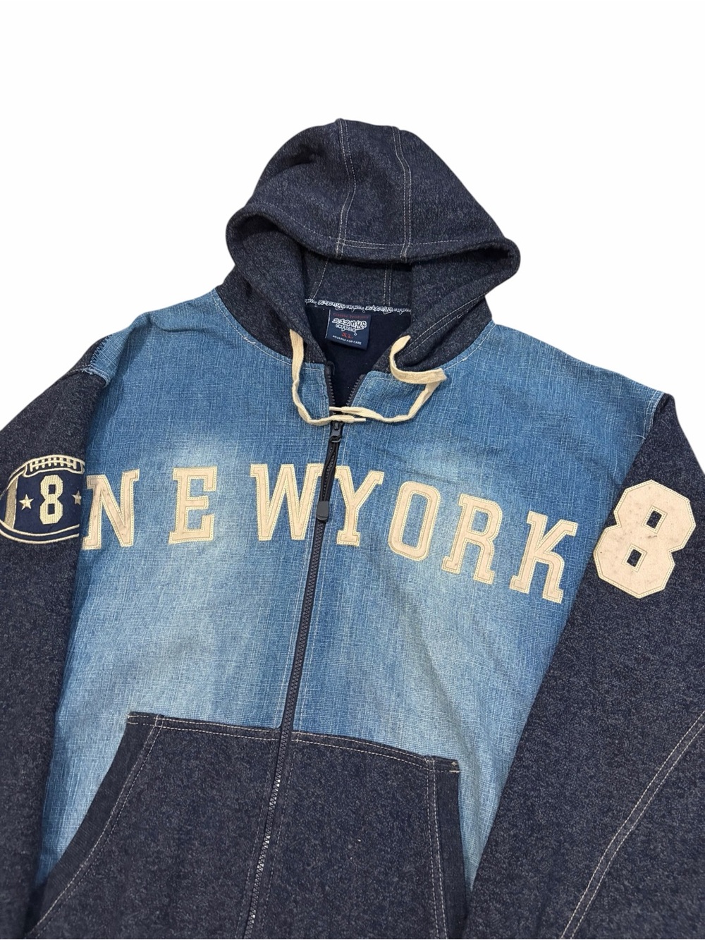 VTG 212 NYC New York Denim Zip Up Hoodie Jacket Men’s XL Streetwear Hip Hop